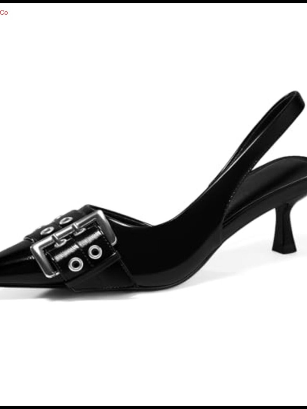 PiePieBuy Slingback Kitten Low Heels Closed Pointed Toe Pumps D'Orsay Buckle